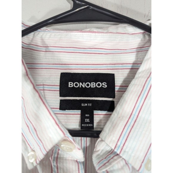 Bonobos Stripe Short Sleeve Button Down Slim Fit Shirt Men Size XXL - Picture 4 of 5